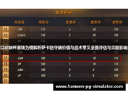 以欧联杯赛场为镜解析萨卡防守端价值与战术意义全面评估与贡献影响 以欧联杯赛场为镜解析萨卡防守端价值与战术意义全面评估与贡献影响
