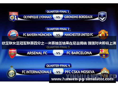欧足联女足冠军联赛四分之一决赛抽签结果在尼翁揭晓 强强对决即将上演