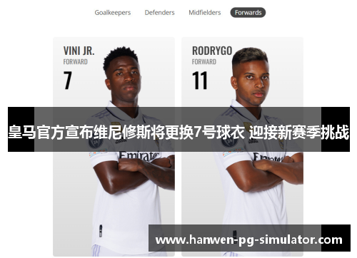 皇马官方宣布维尼修斯将更换7号球衣 迎接新赛季挑战